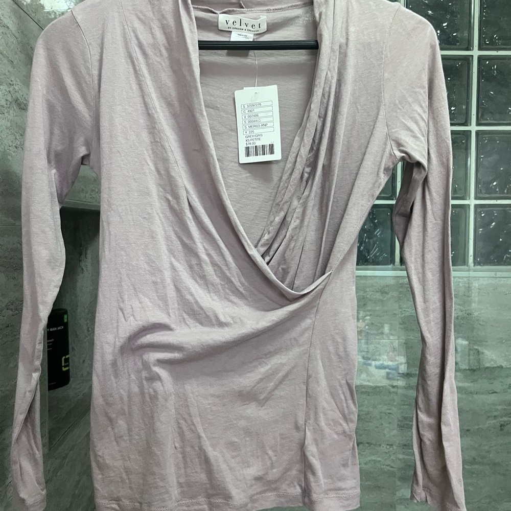 Anthropologie Graham & Spencer Meri Gauzy Whisper Classics Long Sleeve Wrap Tee